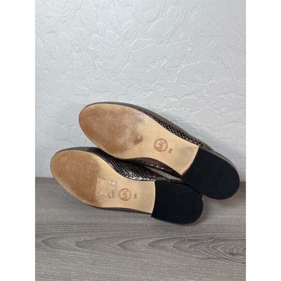 Michael Kors Edie Slide Mules Snakeskin Metallic Nickel Jeweled Leather Shoes 8 - Picture 8 of 8